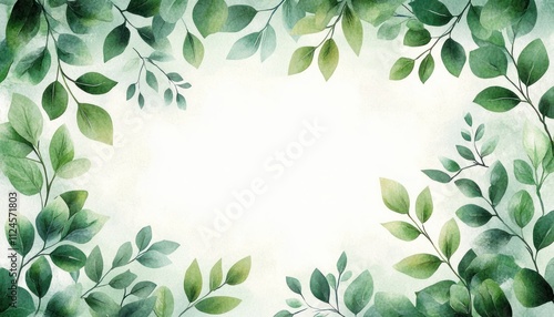 watercolor leaves illustration vintage botanical frame with floral elements for invitation card design and decoration