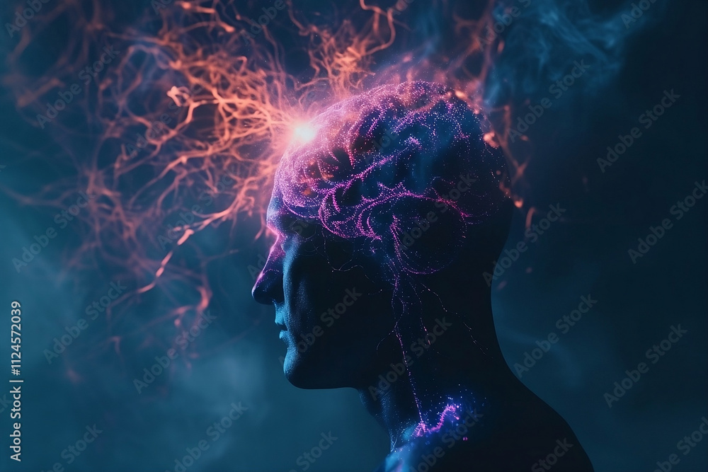 Epilepsy awareness concept. side view of a human head and brain on a dark background with copy space. Epilepsy or seizure disorder. Epilepsy awareness concept. side view of a human head and brain on a dark background with copy space. Epilepsy or seizure disorder.