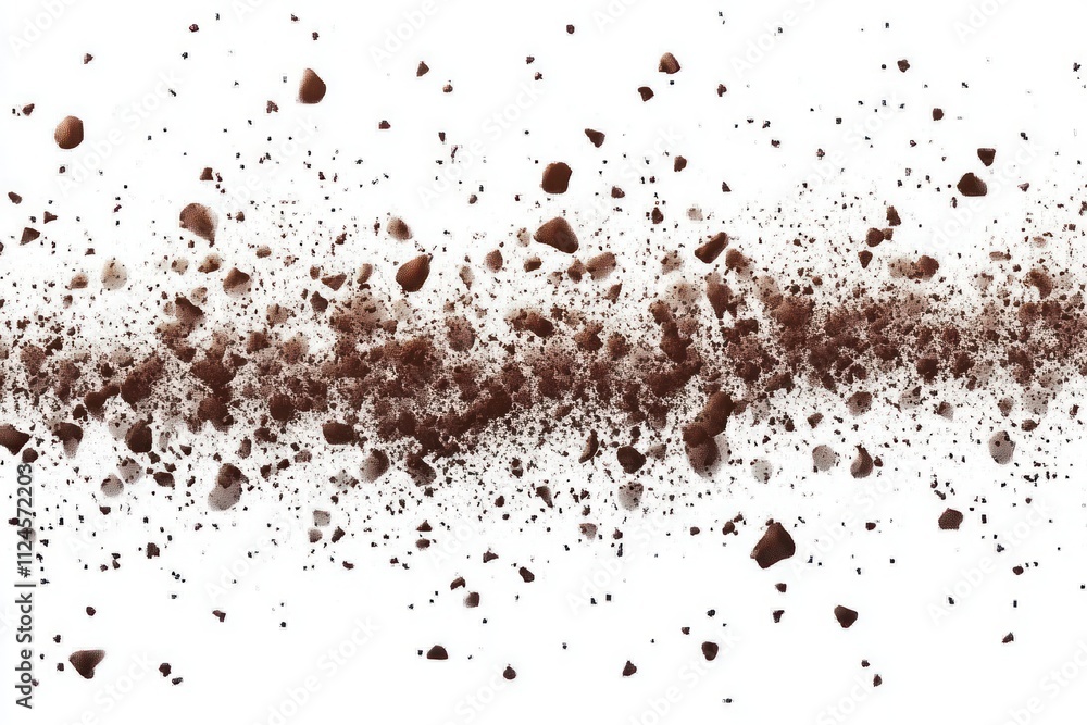 Chocolate Granules and Sprinkles on White Background Texture Top View Chocolate Granules and Sprinkles on White Background Texture Top View