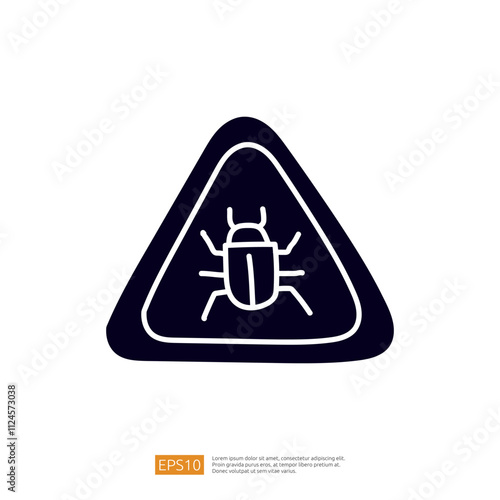 An icon depicting a beetle inside a triangular warning sign, suggesting caution or alertness regarding pests or insects.