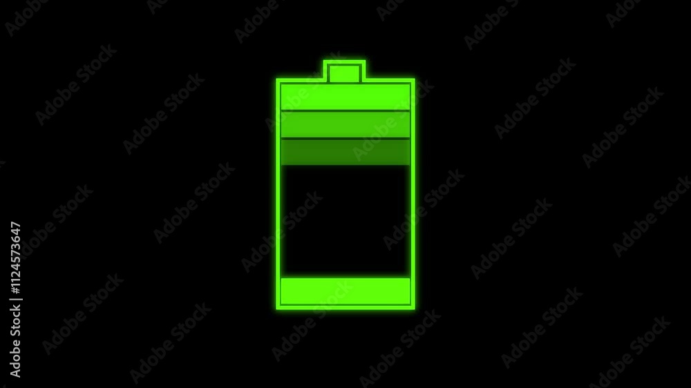 Battery charging icon animation on a black background. Battery charging icon animation on a black background.