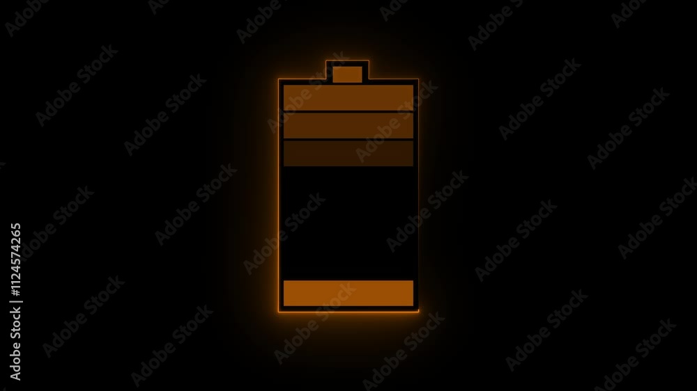 Neon battery fast charging animation, Glowing animated battery icon. Abstract sign of the neon battery charging on the black screen background. Neon battery fast charging animation, Glowing animated battery icon. Abstract sign of the neon battery charging on the black screen background.