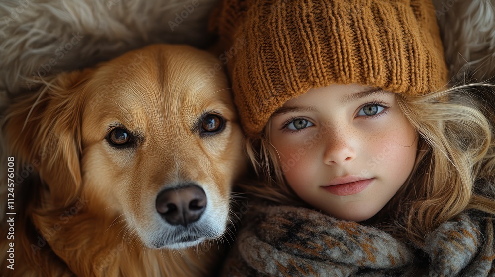 Infant and Puppy Snuggling on Soft Carpet in Serene Cozy Home Infant and Puppy Snuggling on Soft Carpet in Serene Cozy Home