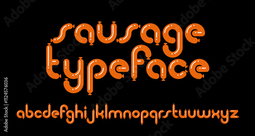 Simple geometric minimal vector font letters looks like balloons or sausages, funny typography alphabet, celebration cartoon happy and joyful typeface.