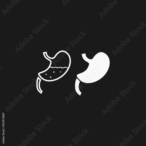 Stomach human graphic icon. Medical symbol isolated on black.