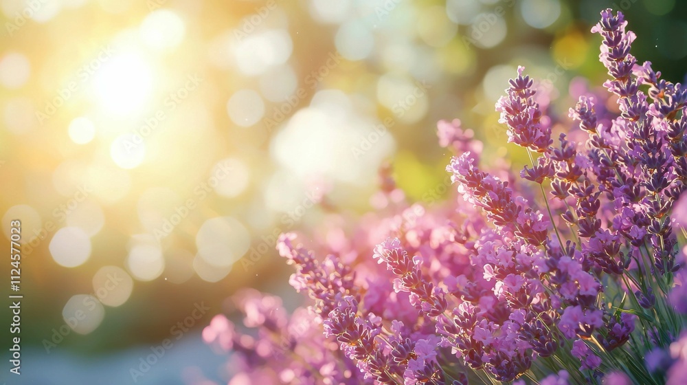 A beautiful close-up of lavender flowers in bloom, glowing in the warm sunlight, creating a serene and fresh atmosphere. A beautiful close-up of lavender flowers in bloom, glowing in the warm sunlight, creating a serene and fresh atmosphere.