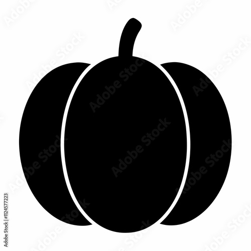 Black Silhouette of a Pumpkin Vector Art Illustration