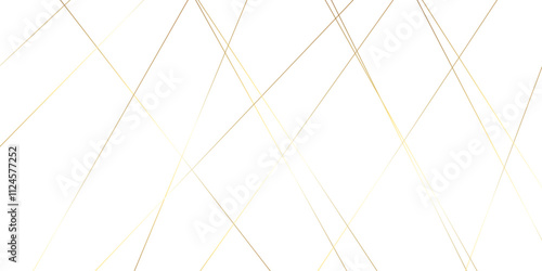 Luxury banner golden geometric lines overlap design. Golden Seamless random chaotic lines on transparent background.	