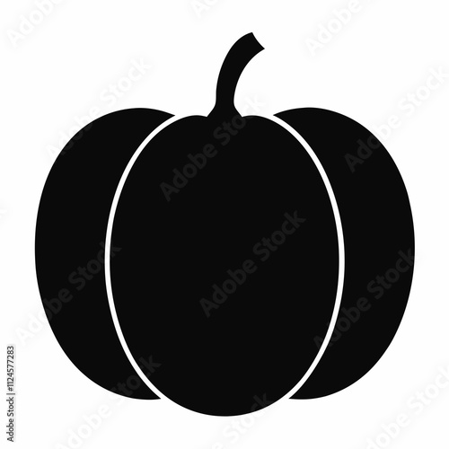 Black Silhouette of a Pumpkin Vector Art Illustration