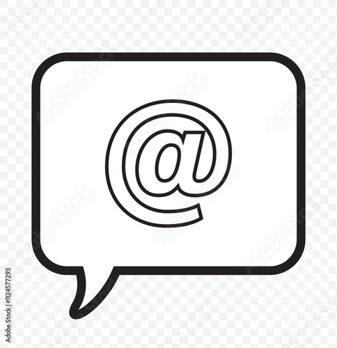Mention symbol social media notification with at sign icon. eps 10.