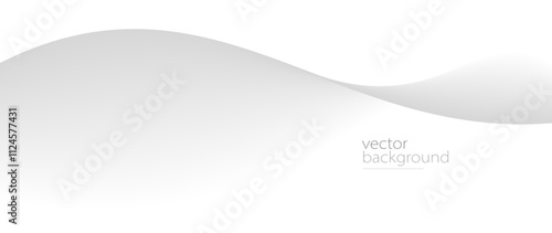 Curve shape flow vector abstract background in light grey gradient, dynamic and speed concept, futuristic technology or motion art.