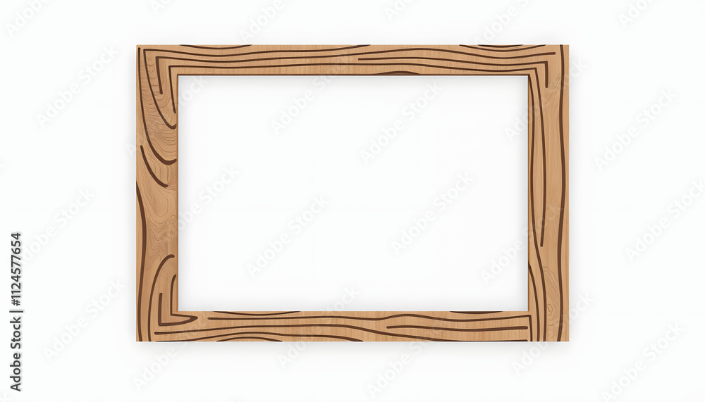 Wooden frame with patterns in a modern style on a transparent background, in PNG format, papercraft Wooden frame with patterns in a modern style on a transparent background, in PNG format, papercraft