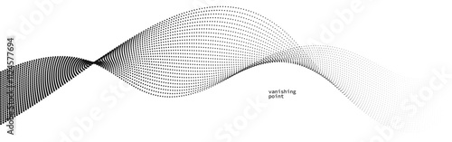 Smooth and relaxing shape vector abstract background with wave of flowing particles, curve lines of dots in motion, tranquil and soft image.