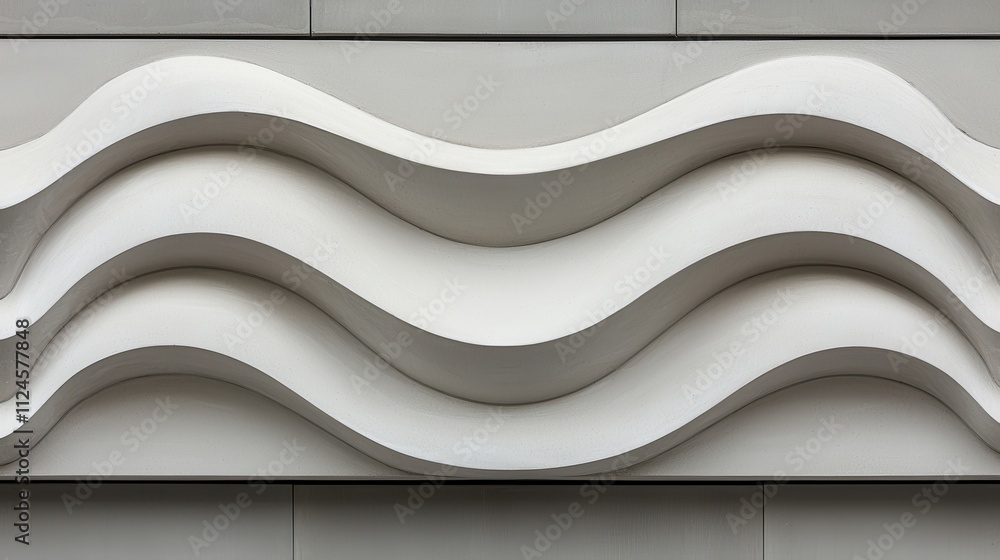 Obraz premium Abstract white waves on modern architectural exterior surface