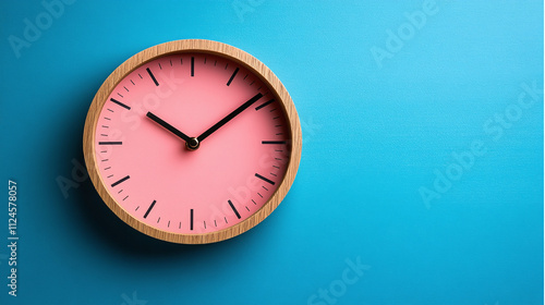 Wallpaper Mural Minimalist clock on blue and pink background, concept of time. Torontodigital.ca