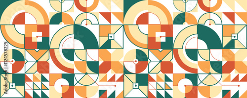 Seamless vector abstract background, geometric seamless pattern, tiling endless wallpaper with geometrical shapes structure in ethnic colors.