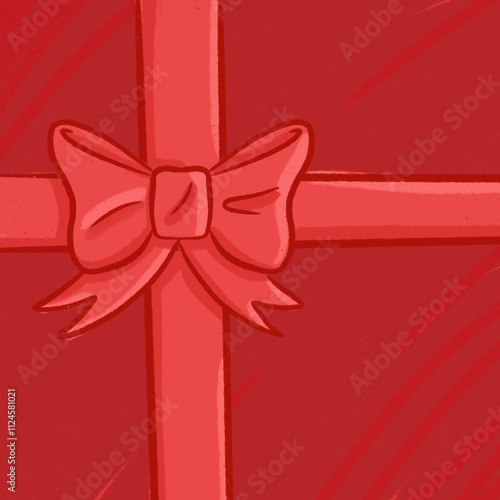 Close-up of red gift box with bow illustration photo