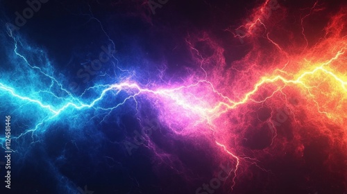 Vibrant Abstract Lightning Digital Art Background with Electric Bolt and Color Gradient