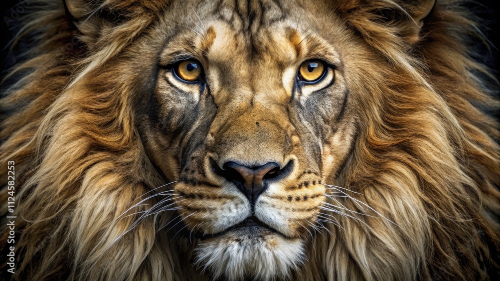 Macro Lion Head Photography: Black Filled & Outlined Styles Macro Lion Head Photography: Black Filled & Outlined Styles