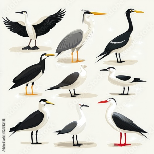 Collection of various bird species illustrations. (2) photo