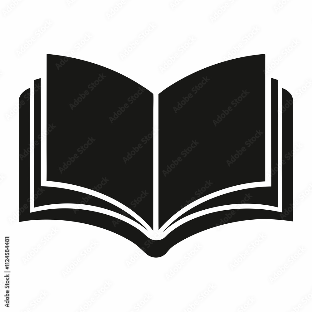 Black Silhouette of an Open Book - Vector Art Illustration Black Silhouette of an Open Book - Vector Art Illustration