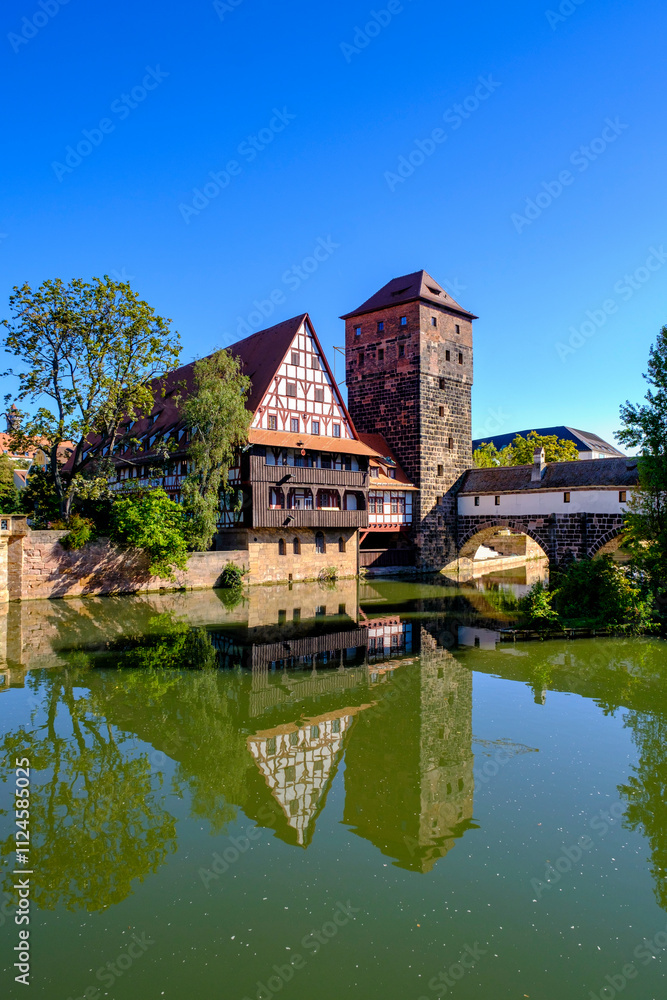 Traditional N�rnberg city houses along the Pegnitz River in Bavaria Traditional N�rnberg city houses along the Pegnitz River in Bavaria