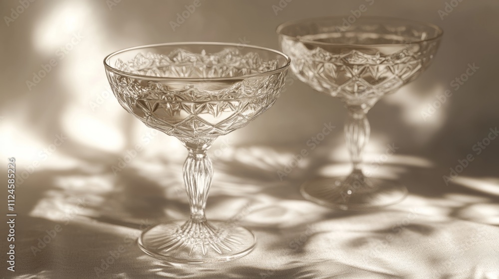 Obraz premium Vintage glass coupe with intricate etched design. Luxurious ambiance