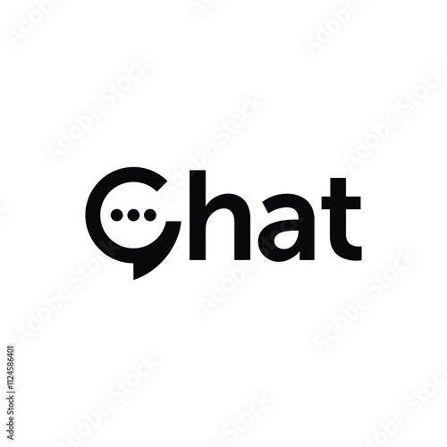 Chat typography text logo design, chat vector concept icon