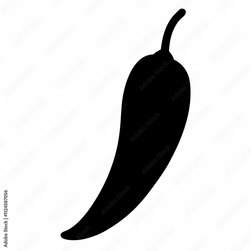 Black Silhouette of Chili Pepper Vector Art Illustration Black Silhouette of Chili Pepper Vector Art Illustration