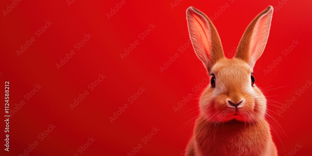 Obraz premium A vibrant close-up of a magnificent Chinese rabbit for Chinese New Year celebrating the year of the rabbit