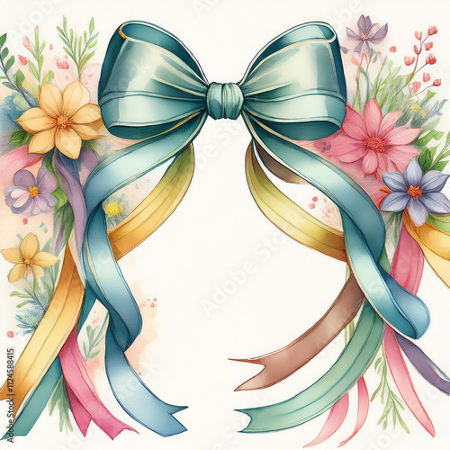 A romantic watercolor illustration perfect for wedding invites, featuring pastel colors and elegant floral designs.