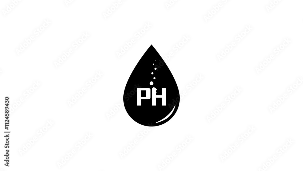 drop showing pH, black isolated silhouette drop showing pH, black isolated silhouette