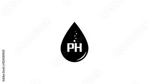 drop showing pH, black isolated silhouette