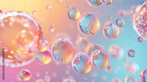 Wallpaper Mural A close up of floating iridescent bubbles on a pastel background. Torontodigital.ca