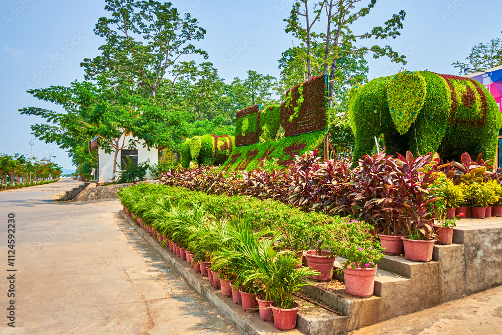 The entrance to Donsao (Don Sao) tourist Market in Golden Triangle area in Donsao, Laos