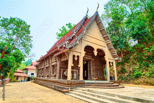 Obraz na płótnie The old shrine of Phrathat Pukhaw complex on the top of the hill in Ban Sop Ruak, Thailand w salonie
