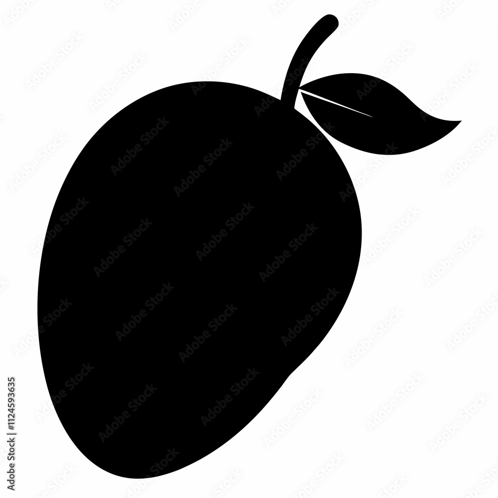 Fototapeta premium Black Silhouette of Mango Vector Art Illustration