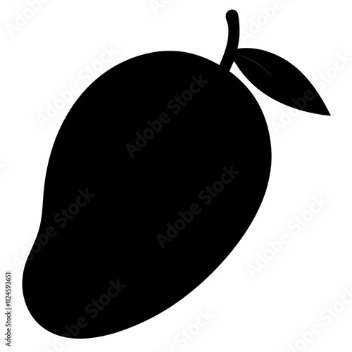Black Silhouette of Mango Vector Art Illustration