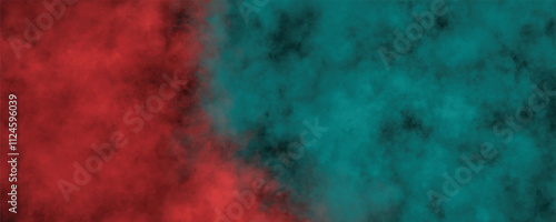 Abstract harmony between warm red and cool teal tones in a textured composition.
