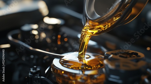 Wallpaper Mural engine oil being poured from a bottle into an engine, close-up Torontodigital.ca