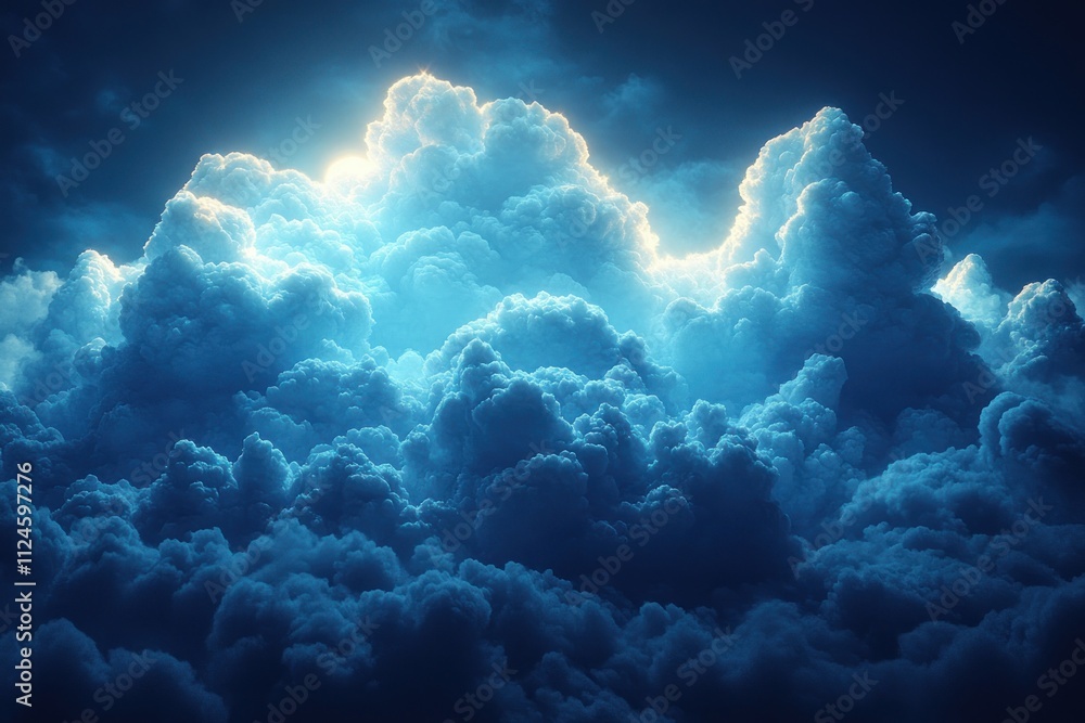 Fototapeta premium Majestic Blue Cloud Formation Surrealistic Abstract Background