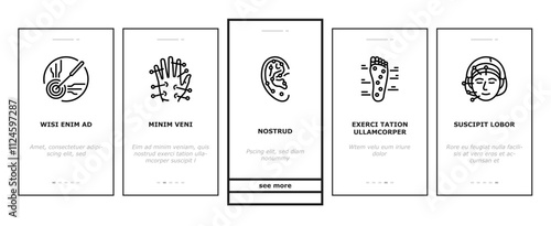 acupuncture massage therapy onboarding mobile vector treatment medical, medicine spa, health chinese, alternative holistic, chiropractic acupuncture massage therapy illustrations