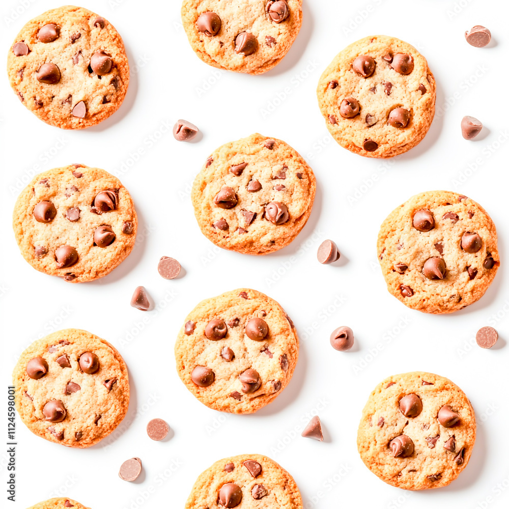 Chocolate chip cookies isolated on white background Chocolate chip cookies isolated on white background