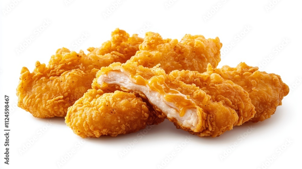 Strips of fried chicken served with honey mustard Strips of fried chicken served with honey mustard
