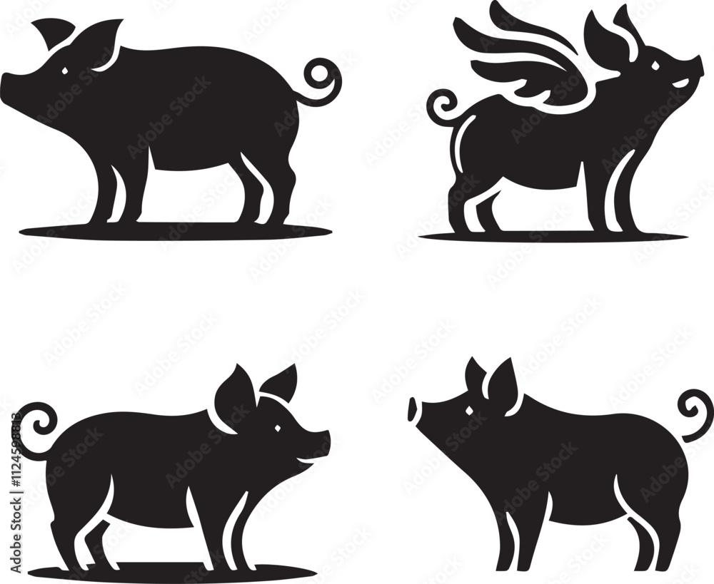 Stylized Pig Silhouettes - Adobe Stock Vector Art Stylized Pig Silhouettes - Adobe Stock Vector Art