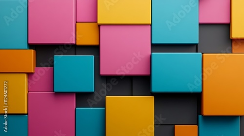 Colorful wall made of blocks in various colors