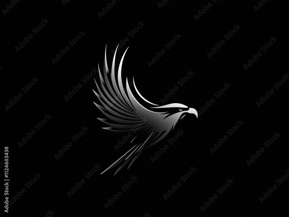 Obraz premium A modern, abstract, and minimalist logo of an eagle designed with sleek and clean geometric lines