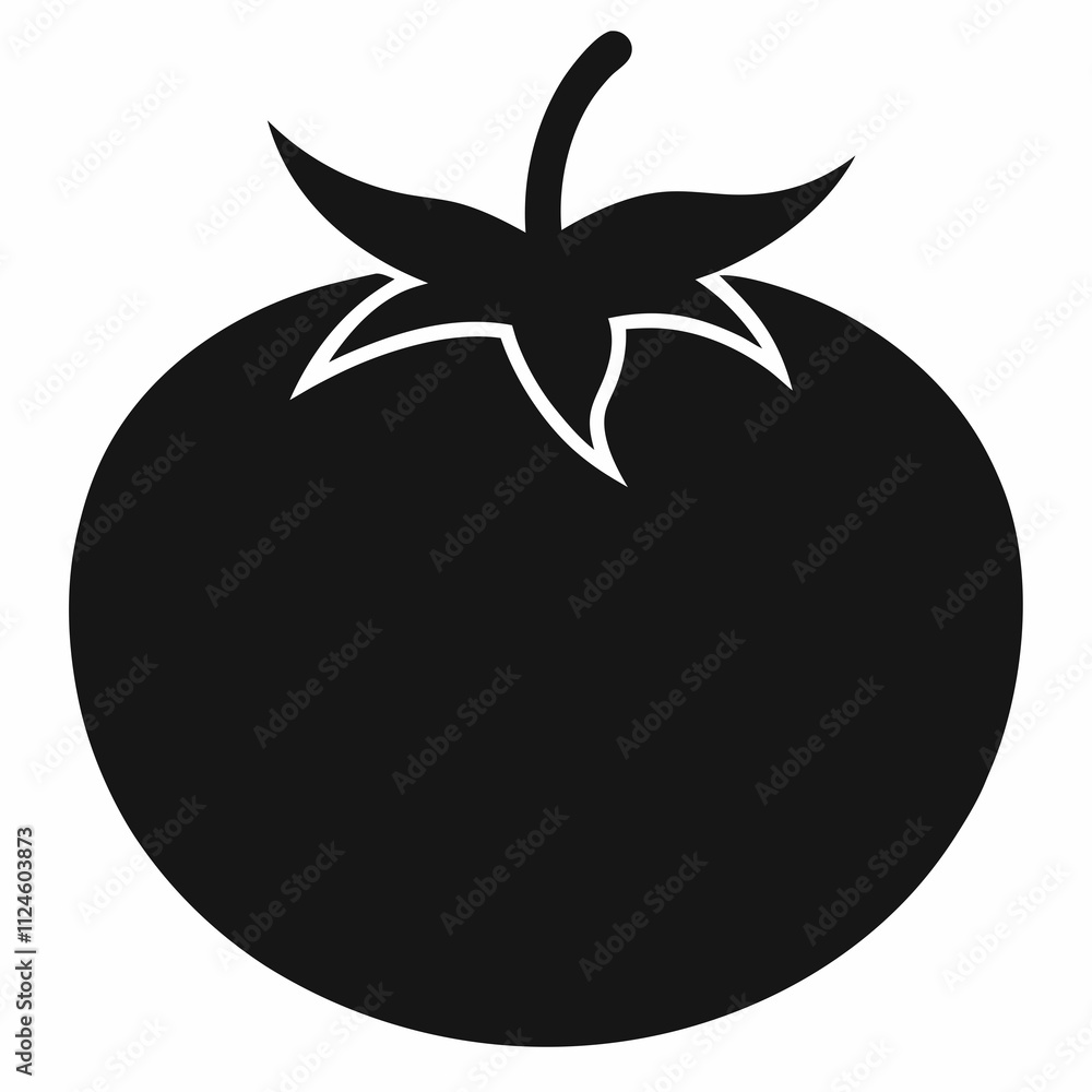 Black Silhouette of Tomato Vector Art Illustration Black Silhouette of Tomato Vector Art Illustration