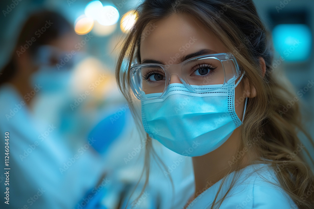 Healthcare professional wearing protective gear in a medical environment. Generative AI Healthcare professional wearing protective gear in a medical environment. Generative AI