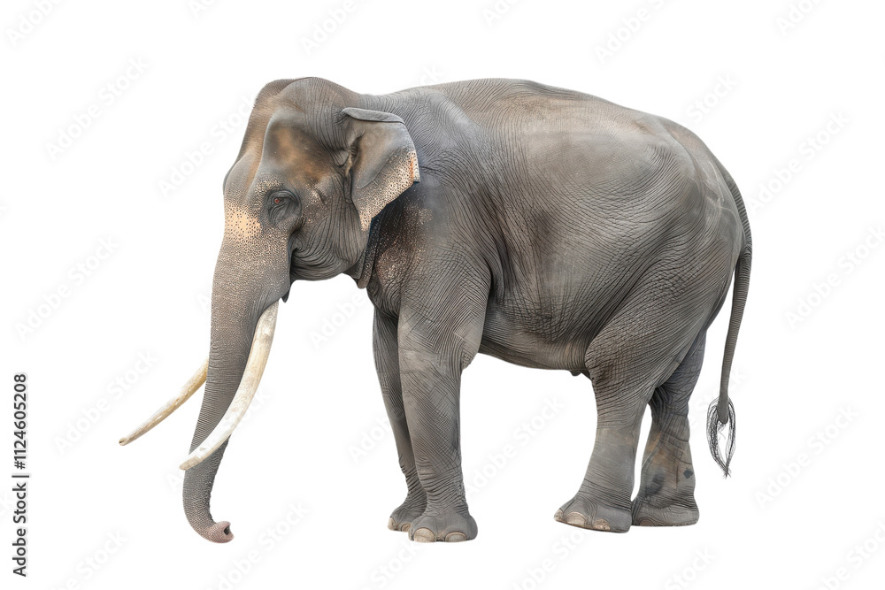 Obraz premium Hyperrealistic Asian Elephant Isolated on Pure White Background for Wildlife and Conservation Awareness Projects